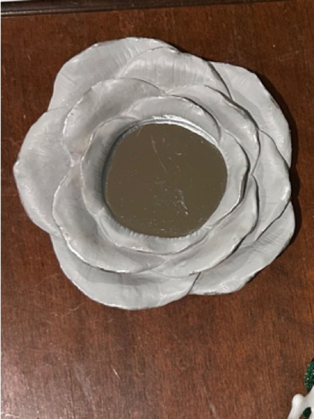 Nanette Lepore Vintage Inspired White Gray/Silver Flower Accent Mirror